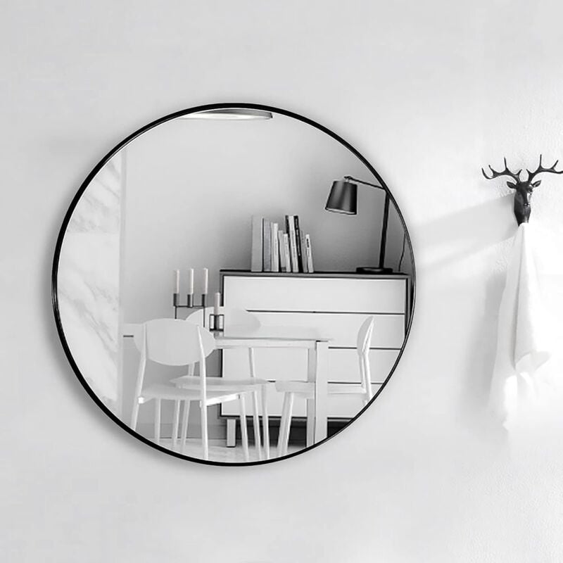 Miroir Mural Suspendu, Miroir Rond en Verre hd pour décorer, Salle de Bain, Salon Chambre ,50x50cm