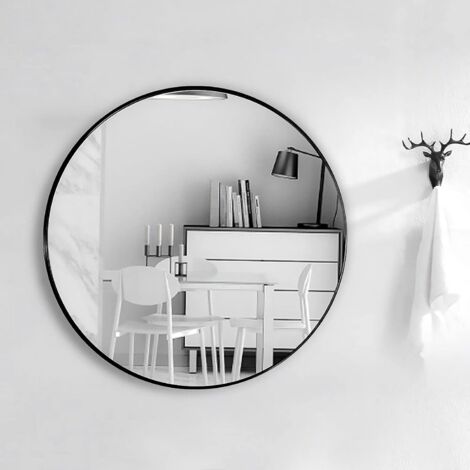 Miroir Mural Suspendu, Miroir Rond en Verre HD pour décorer, Salle de Bain, Salon Chambre ,50x50cm