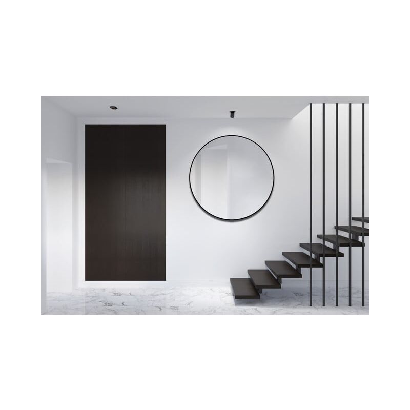 Talos - Miroir mural Black Oros Matt ø 120 cm - miroir de salle de bain avec cadre en aluminium de haute qualité en noir mat - miroir de salle de bain