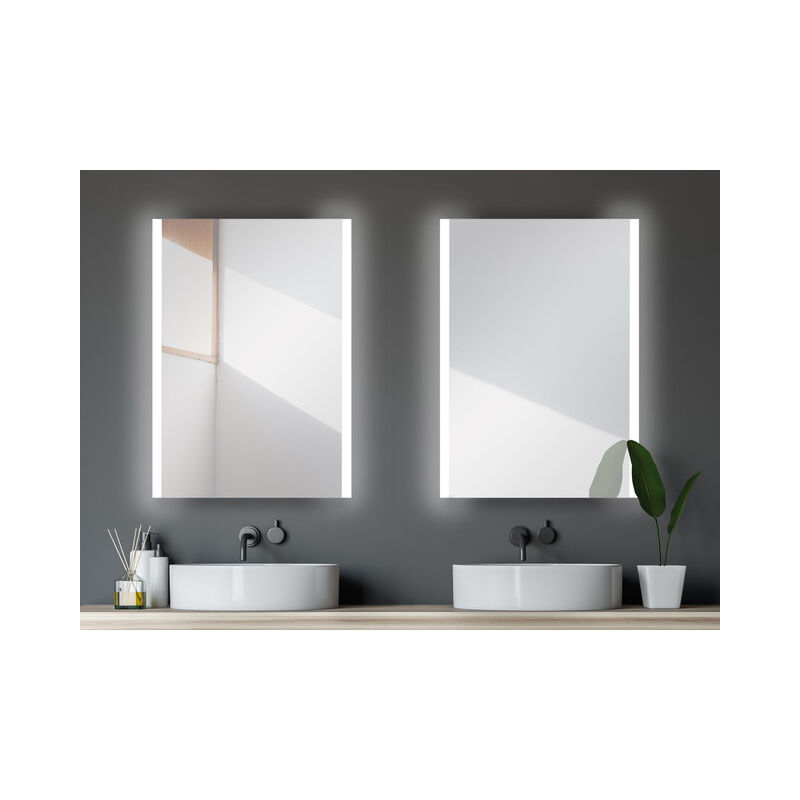 Talos - Miroir mural Loft 50 x 70 cm - miroir de salle de bain avec éclairage - cadre en aluminium de haute qualité avec interrupteur à bascule