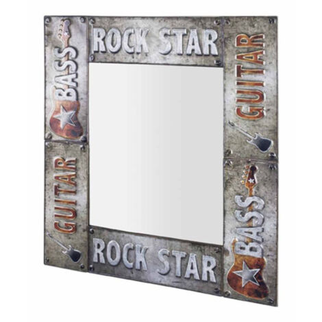 Miroir Mural Vintage "Guitare" 74cm Argent
