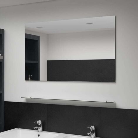 Miroir mural vintage  Miroir mural pour Maison,salon,Chambre avec étagère 100x60 cm Verre trempé -94434