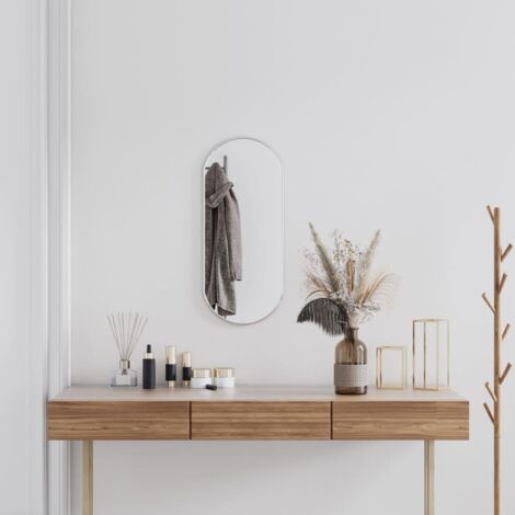Miroir mural，Miroir déco Argenté 70x30 cm Ovale CFW91033