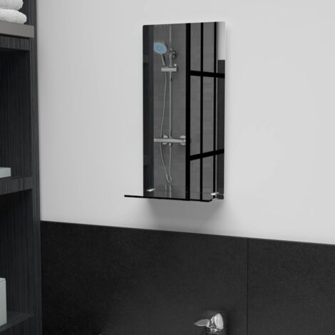 Miroir mural，Miroir déco avec étagère 20x40 cm Verre trempé CFW73186
