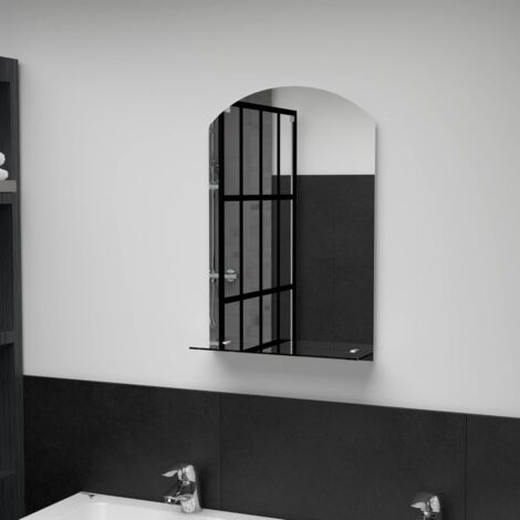 Miroir mural，Miroir déco avec étagère 40x60 cm Verre trempé CFW58971