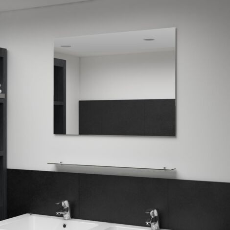 Miroir mural，Miroir déco avec étagère 80x60 cm Verre trempé CFW63442