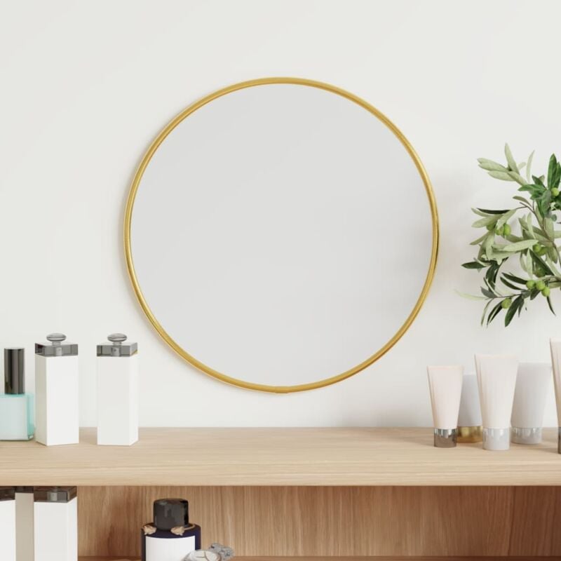 Miroir mural，Miroir déco Doré Ø 30 cm Rond CFW26558