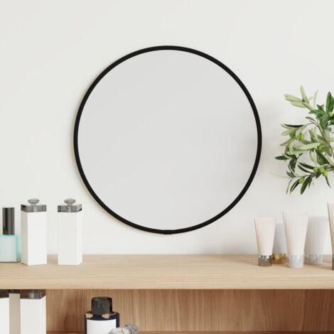 Miroir mural，Miroir déco Noir Ø 30 cm Rond CFW78073