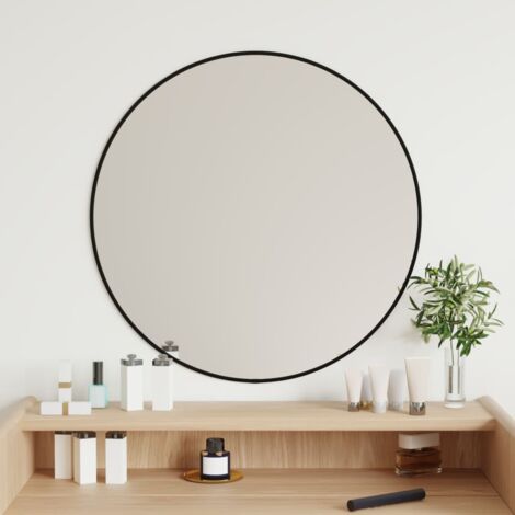 Miroir mural，Miroir déco Noir Ø 60 cm Rond CFW17675