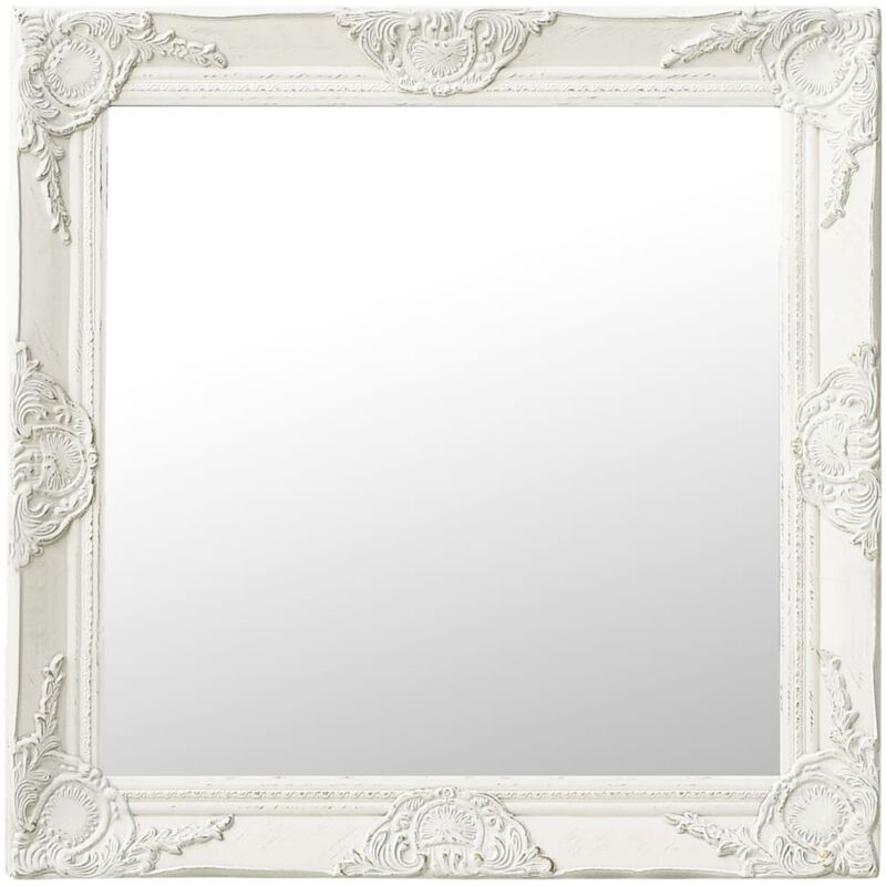 Miroir mural,Miroir Entrée Maison Salle de Bain,Miroir Décoratif style baroque 60x60 cm Blanc CVW90705