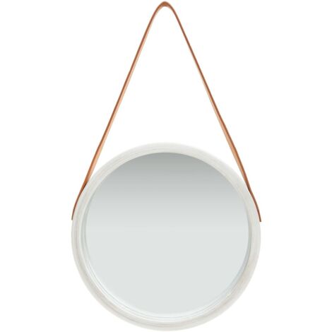 Miroir mural，Miroir Entrée Maison Salle de Bain，Décoration Miroir avec sangle 40 cm Argenté834083