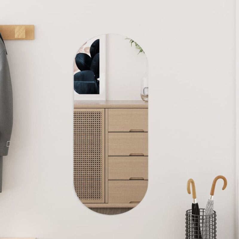 Miroir mural，Miroir Entrée Maison Salle de Bain，Miroir Décoratif 25x60 cm Verre Ovale CVW78991