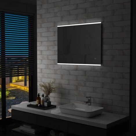 Miroir mural,Miroir Entrée Maison Salle de Bain,Miroir Décoratif à LED de salle de bain et capteur tactile 80x60 cm CVW50802