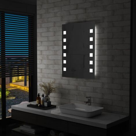 Miroir mural，Miroir Entrée Maison Salle de Bain，Miroir Décoratif à LED pour salle de bains 60x80 cm CVW14584