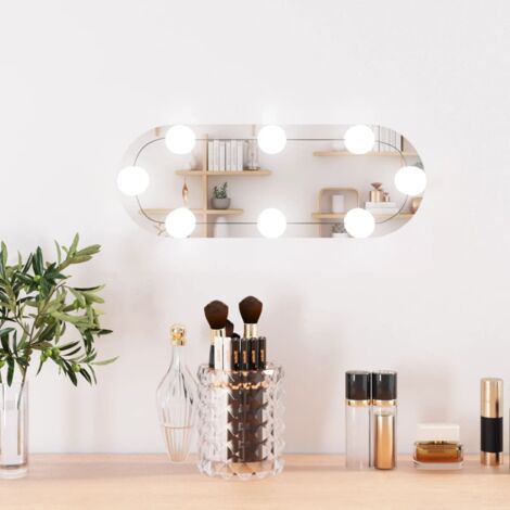 Miroir mural，Miroir Entrée Maison Salle de Bain，Miroir Décoratif avec lumières LED 15x40 cm verre ovale CVW53581