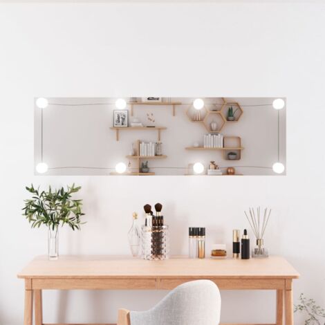 Miroir mural,Miroir Entrée Maison Salle de Bain,Miroir Décoratif avec lumières LED 30x100 cm verre rectangulaire CVW78760