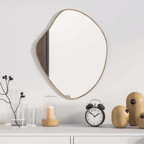 Miroir mural，Miroir Entrée Maison Salle de Bain，Miroir Décoratif Doré 50x40 cm CVW13319