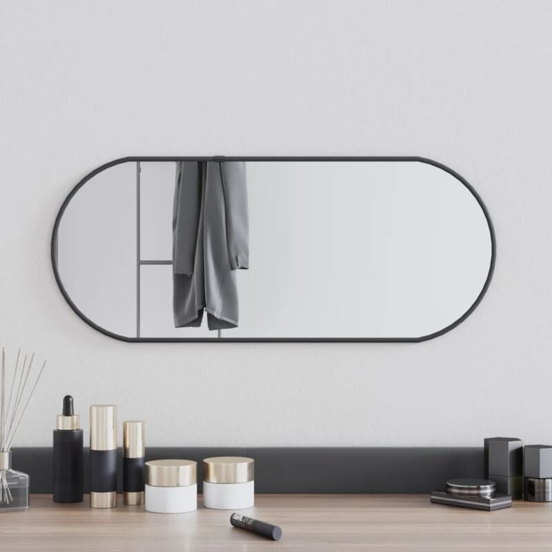 Miroir mural,Miroir Entrée Maison Salle de Bain,Miroir Décoratif Noir 60x25 cm Ovale CVW32662