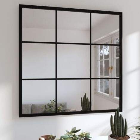 Miroir mural，Miroir Entrée Maison Salle de Bain，Miroir Décoratif noir 60x60 cm métal CVW16656