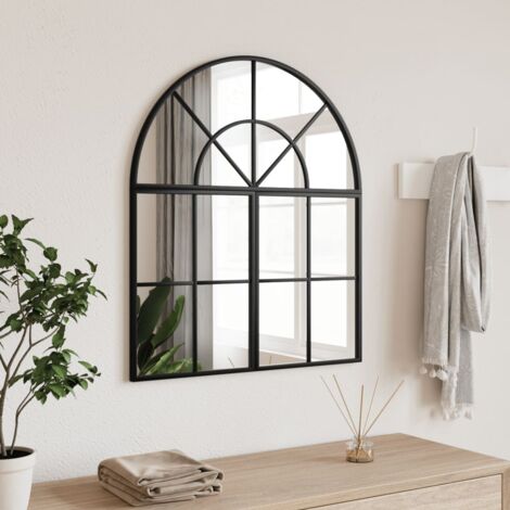 Miroir mural，Miroir Entrée Maison Salle de Bain，Miroir Décoratif noir 60x70 cm arche fer CVW14410