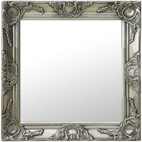 Miroir mural，Miroir Entrée Maison Salle de Bain，Miroir Décoratif style baroque 50x50 cm Argenté CVW76453