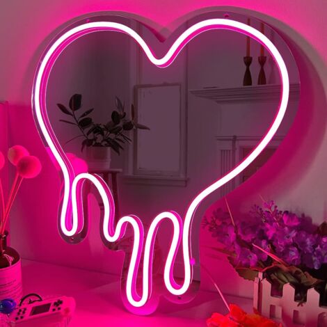 Miroir néon « Cœur fondant » : Doté de lumières LED intégrées, d'un design léger et portable, et d'une luminosité réglable — une lampe-miroir néon hautement esthétique.