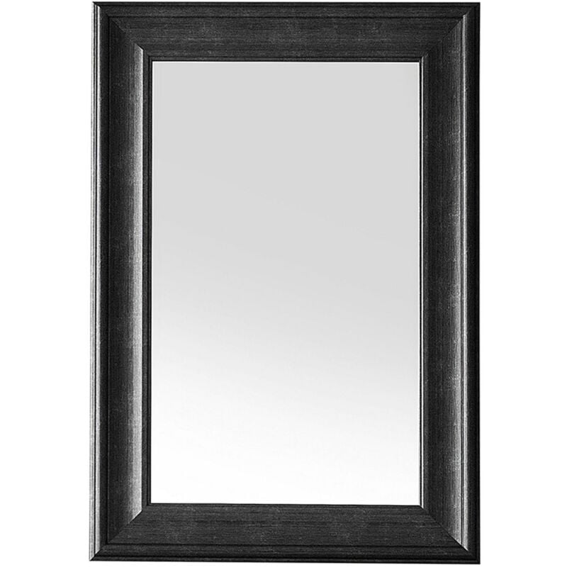 Miroir Mural au Style Traditionnel Classique avec Cadre Rectangulaire en Plastique Noir de 90 x 60 cm idéal pour Chambre et Salle d'Entrée Beliani