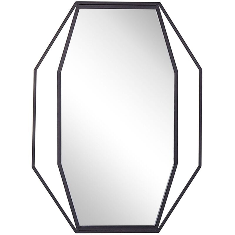 Beliani - Miroir Mural avec Cadre Décoratif de Forme Octogonale en Acier Gris Foncé pour Salle d'Entrée ou Chambre Moderne