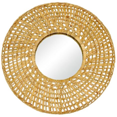 Miroir Novo en jacinthe d'eau au design circulaire naturel