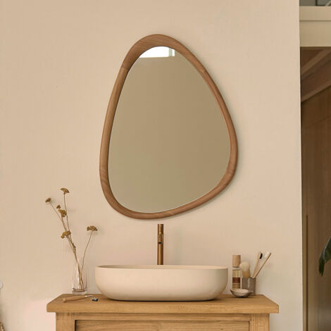 Miroir organique en teck massif 90 cm