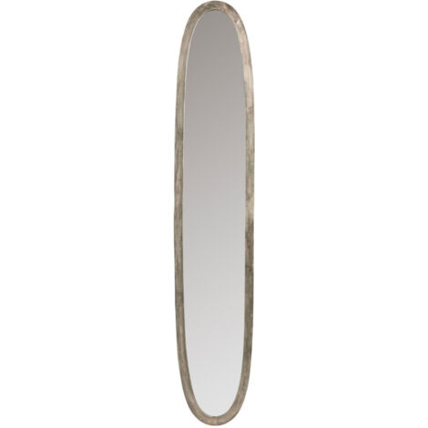 Miroir ovale 33,5x179,5 cm en aluminium gris