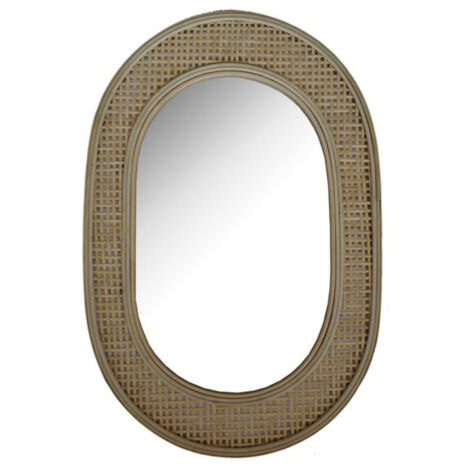 Miroir ovale 39x60 cm en bambou naturel
