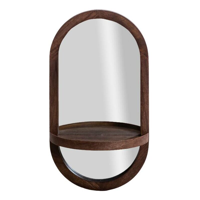 Made In Meubles - Miroir ovale avec étagère en bois de manguier Marley