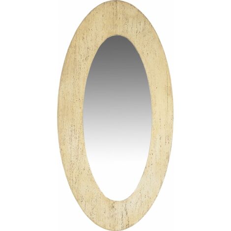 Miroir ovale effet travertin naturel pour décoration élégante - Beige travertin naturel