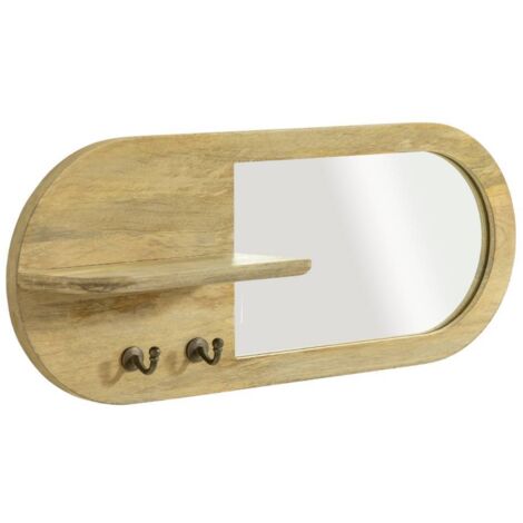 Miroir ovale en bois de manguier clair Juliet