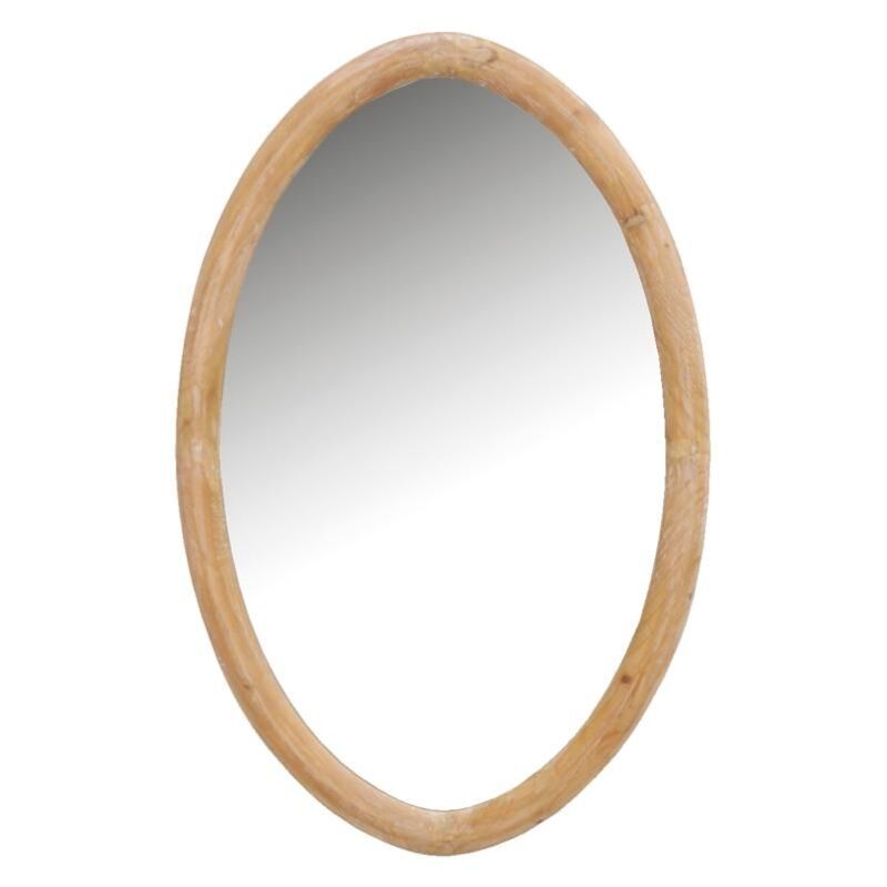 Miroir ovale en bois naturel
