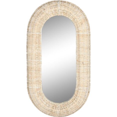 Miroir ovale en fibres naturelles pour déco zen - Naturel éclatant