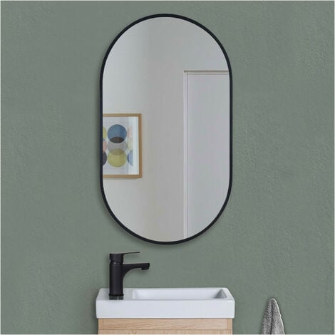 MOB-IN Miroir ovale 40 x 70 cm PEPPER Noir