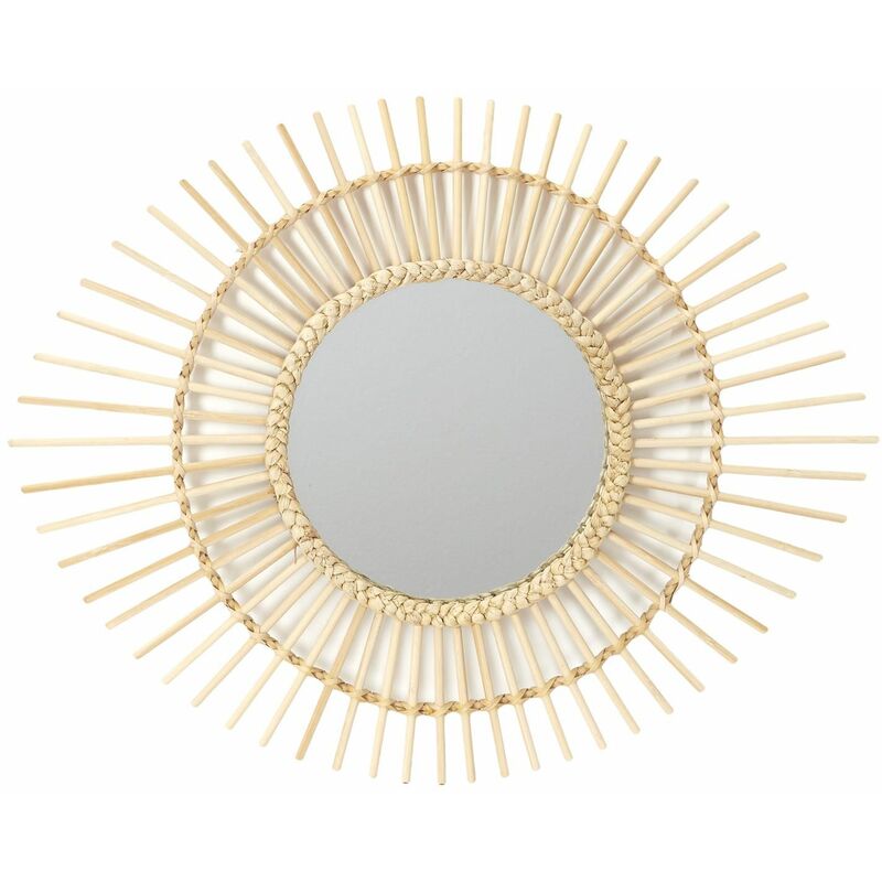 Miroir ovale en rotin