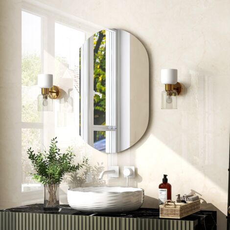Miroir Ovale LED Rétro-éclairé 80x50cm Intensité Variable Antibuée CW33307