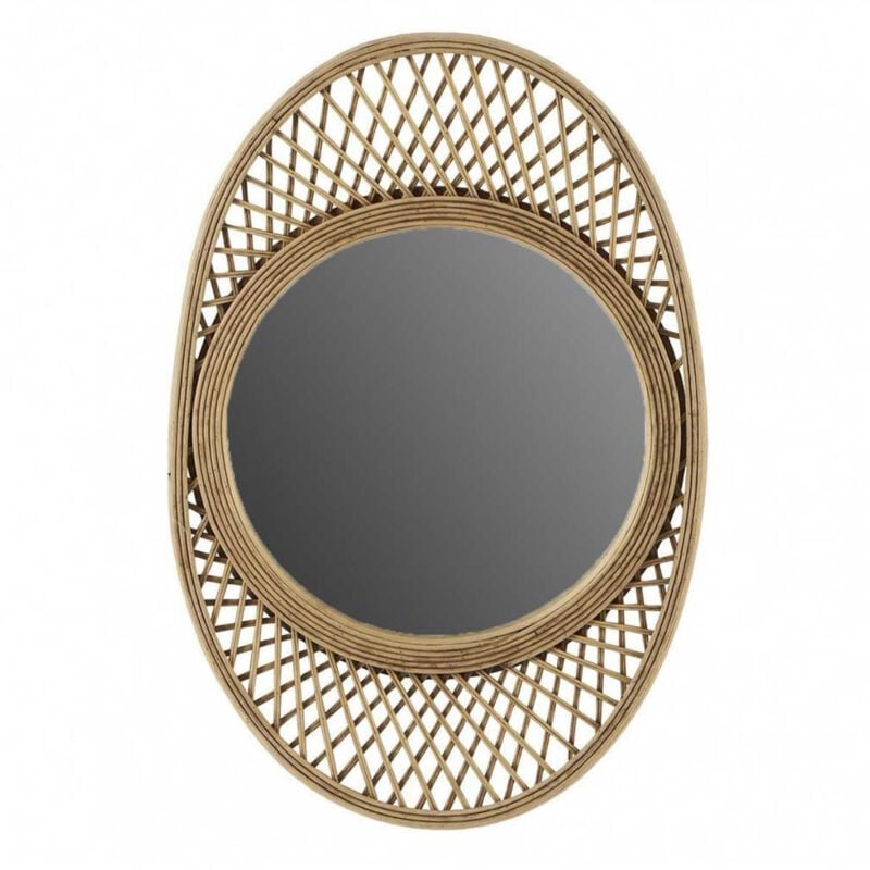 Miroir ovale Lune avec cadre bambou naturel