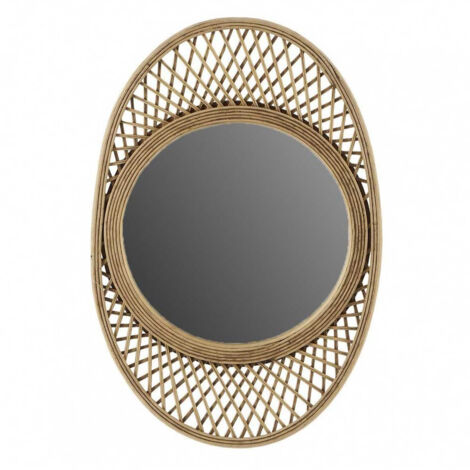 Miroir ovale Lune avec cadre bambou naturel