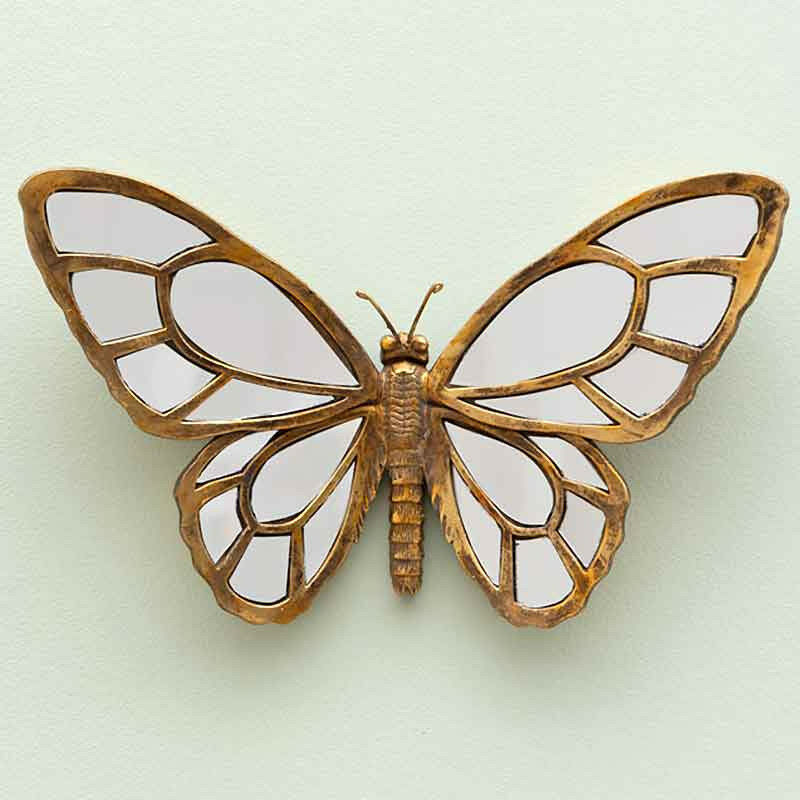 Miroir papillon doré résine 34x21cm