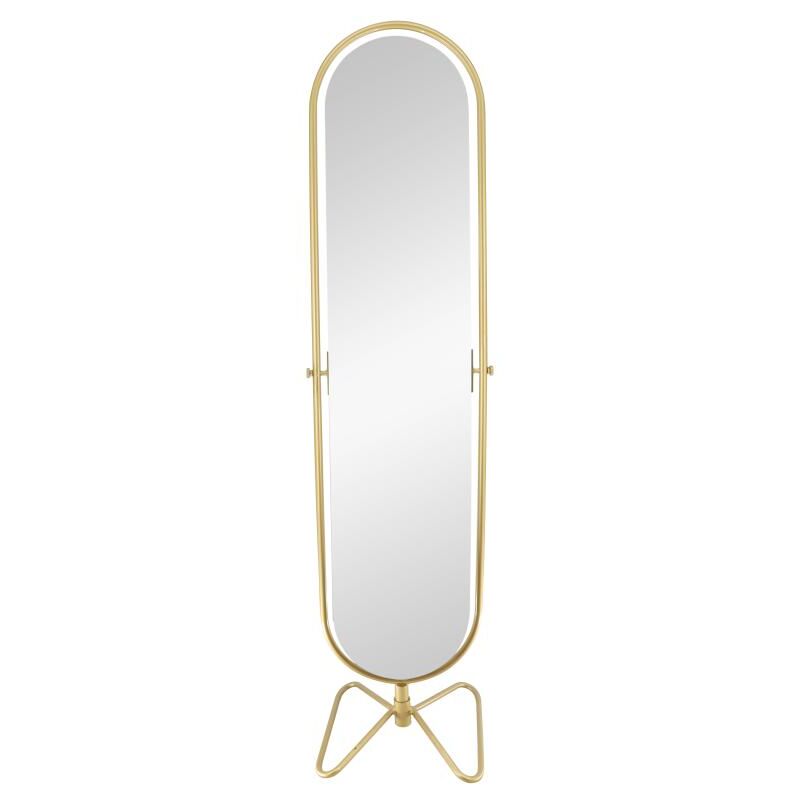 Vente-unique - Miroir pivotant sur pied en métal - l. 45 x h. 171 cm - Doré - asatu