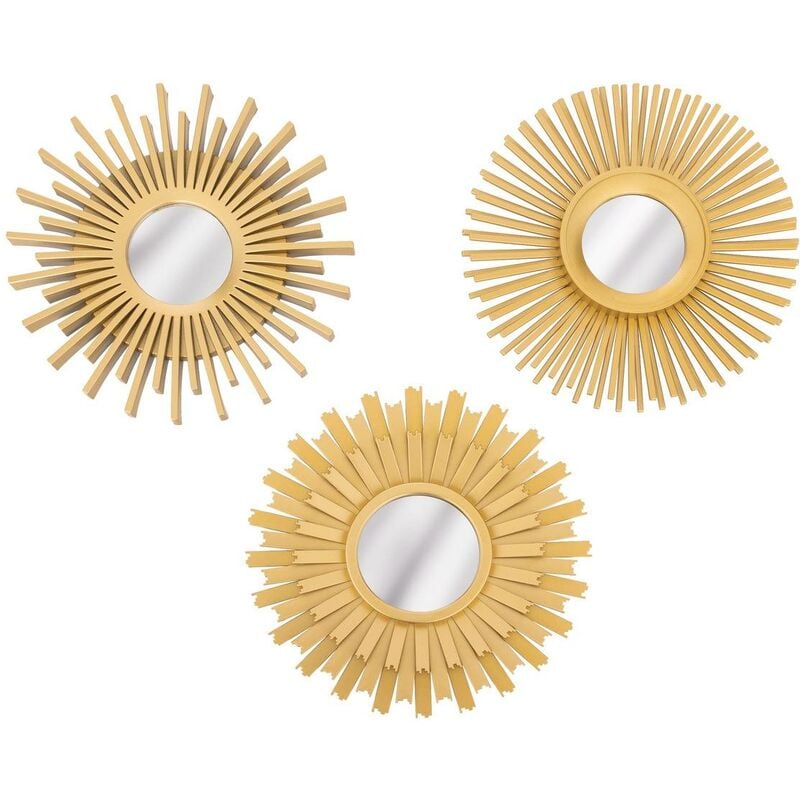 Atmosphera - Lot de 3 miroirs Amed D25cm or créateur d'intérieur