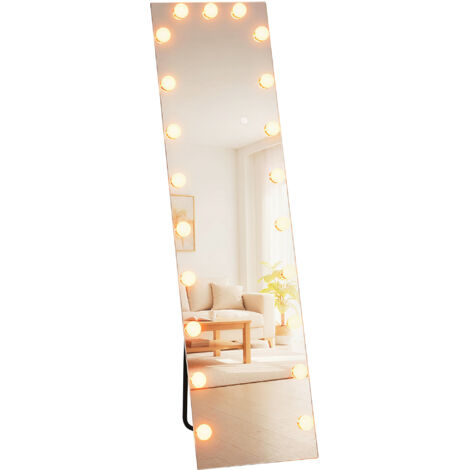 Miroir Plein Pied 150x40 cm LED RGB avec 21 Ampoules, 7 Couleurs Lumineuses, Interrupteur Tactile, Mémoire
