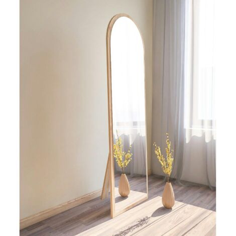 Miroir plein pied moderne ovale effet bois clair, 160 cm CODY