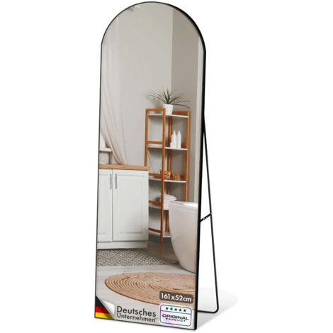 Miroir pleine longueur Madison Cadre en aluminium noir incurvé 161 x 52 cm