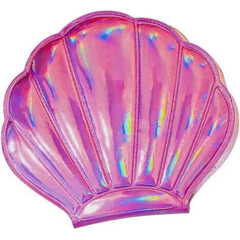 Miroir pliable double face en cuir PU portable en forme de coque (rose)