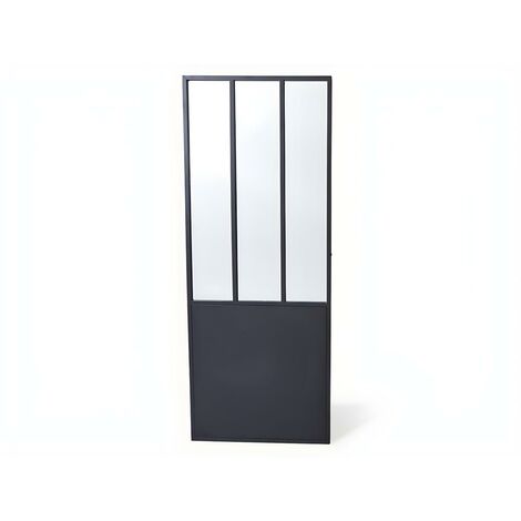 Miroir porte atelier industriel en métal EDIMBOURG - L. 70 x H. 180 cm - Noir
